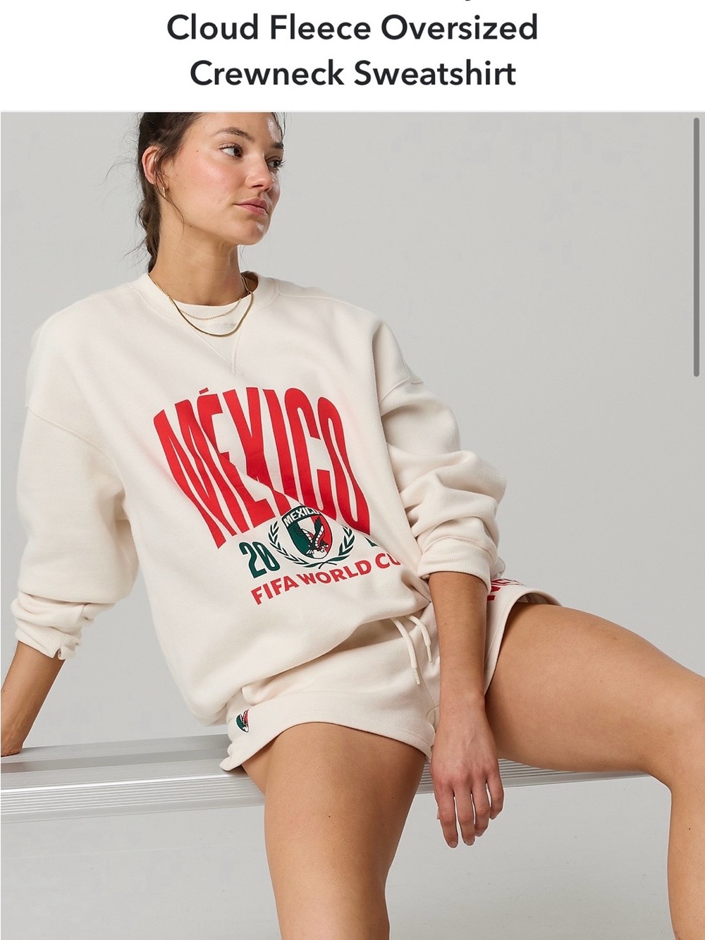 OFFLINE By AerieCloud Fleece OversizedCrewneck Sweatshirt and 3in Short SET BIN1